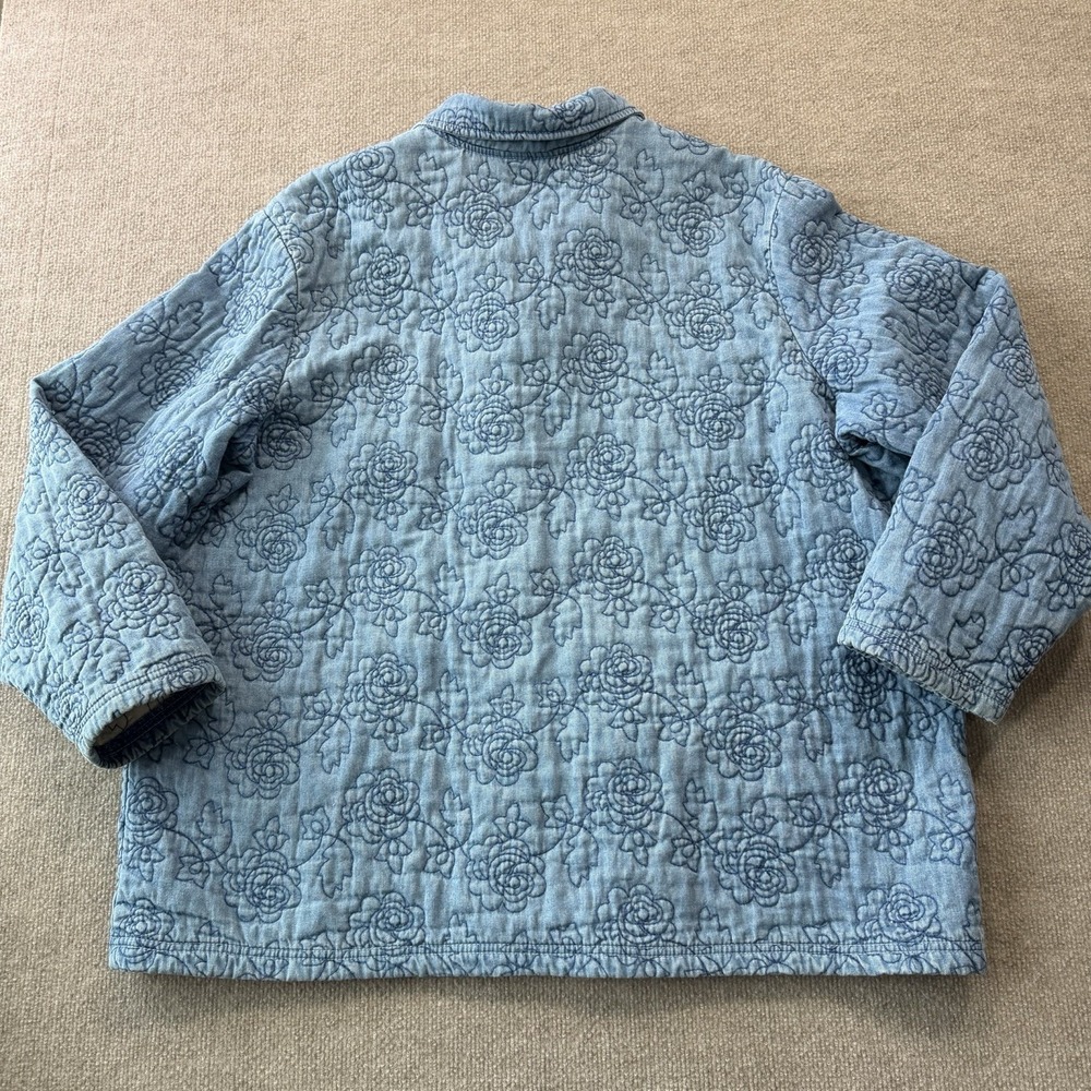 Coldwater Creek Soft Denim Quilted Floral Blue Jacket Woman's Size 3X - Picture 10 of 10